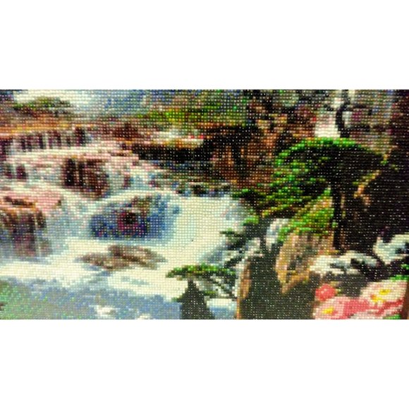 Beautiful Beaded Painting with Frame Hand Made Wall Art work, bead- on fabric - Picture 6 of 10